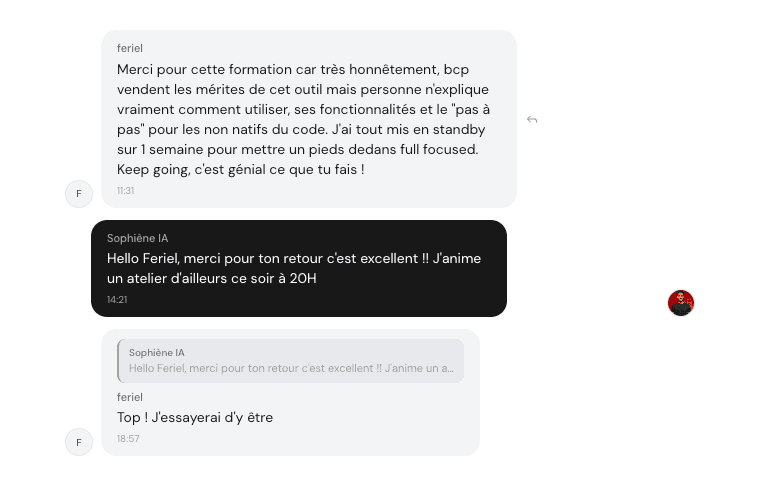 Témoignage de Feriel — Beaucoup vendent les mérites de l'outil mais personne n'explique vraiment comment l'utiliser, le pas-à-pas pour les non-codeurs change tout